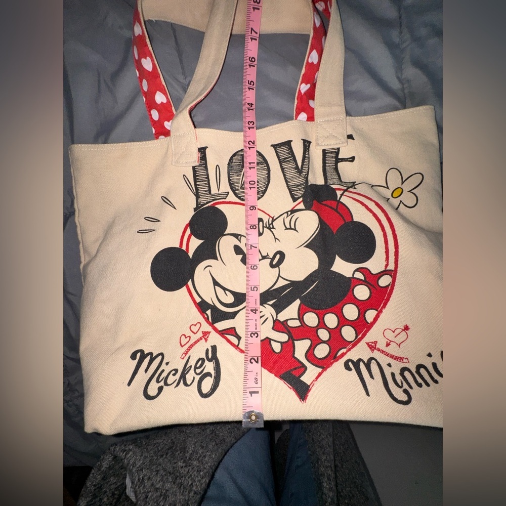 Disney Store Mickey & Minnie “Love” Canvas Tote Bag | One Size - Picture 9 of 15